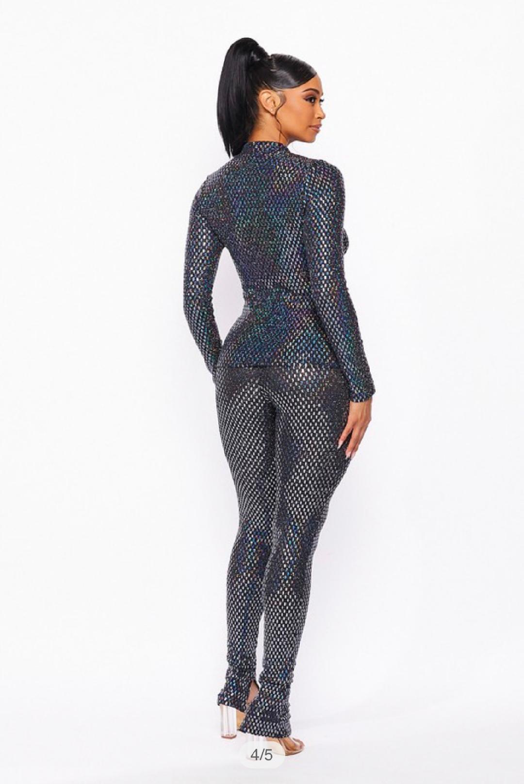 Sparkly Pant Set- Silver