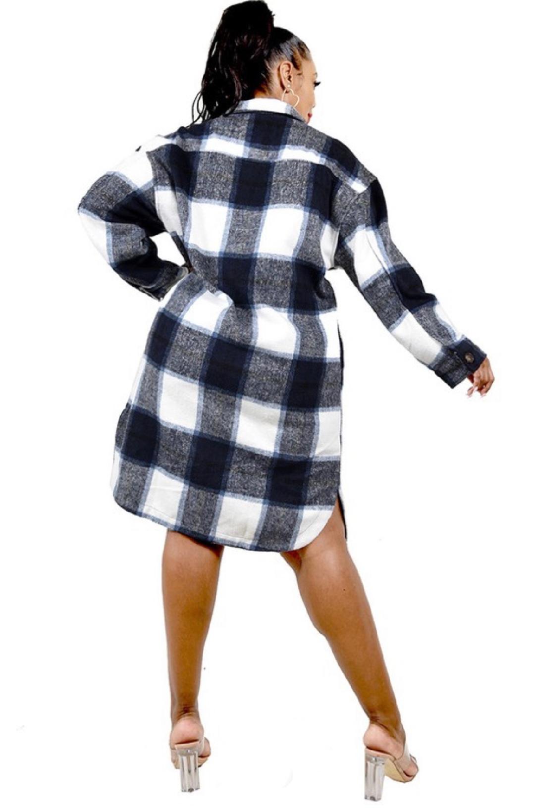 Well Plaid Shacket Curve- Navy