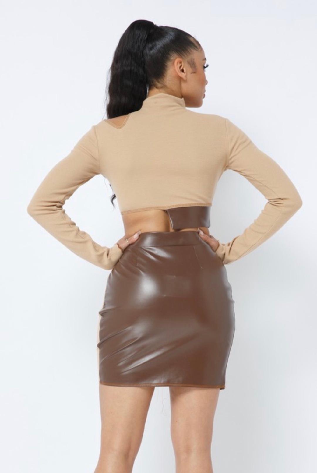 Lacey 2 Piece Skirt Set- Khaki