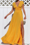 Kiley Draped Waistband Maxi Slit Dress