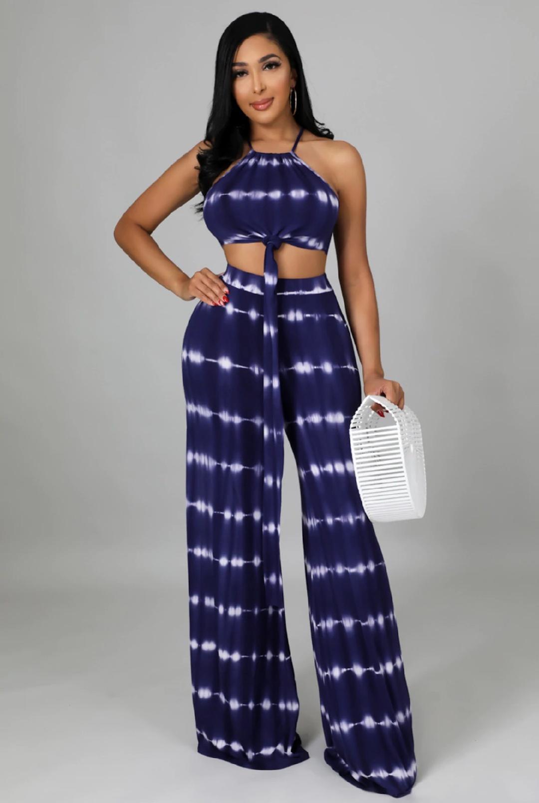 Yours Endlessly Pant Set - Navy