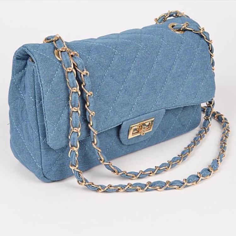 Denim Shoulder Bag- Medium Blue